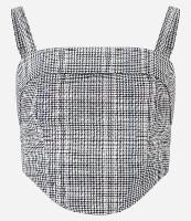 Blusa de Alça Cropped com Estampa Xadrez e Zíper nas Costas - 2