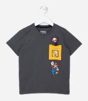 Camiseta Manga Curta Infantil com Estampa do Mario Bros - Tam 3 a 10 anos - 1