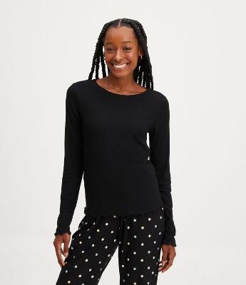 Blusa de Pijama em Ribana com Textura Canelada e Ondulado na Barra