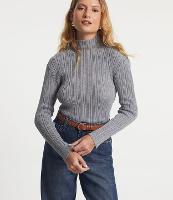 Blusa em Viscolinho com Gola Alta e Textura Canelada - 1