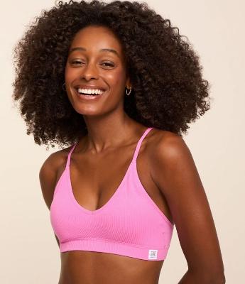 Sutiã Top sem Bojo em Microfibra com Textura Canelada