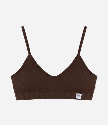 Sutiã Top sem Bojo em Microfibra com Textura Canelada