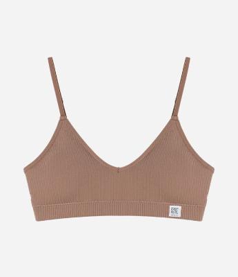 Sutiã Top sem Bojo em Microfibra com Textura Canelada