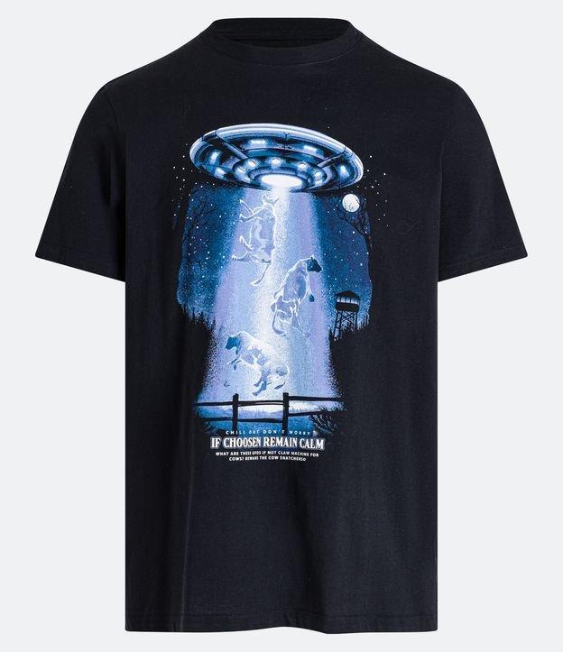 Camiseta Regular em Algodão com Estampa de Vacas Abduzidas - 2