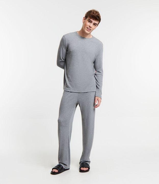 Pijama Longo com Textura Canelada - 1