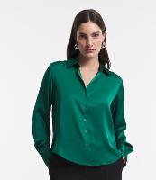 Camisa em Cetim com Recortes e Caimento Leve - 1