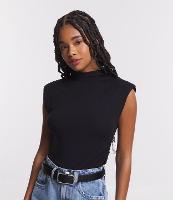 Blusa Muscle em Meia Malha com Gola Alta e Franzido Lateral - 1