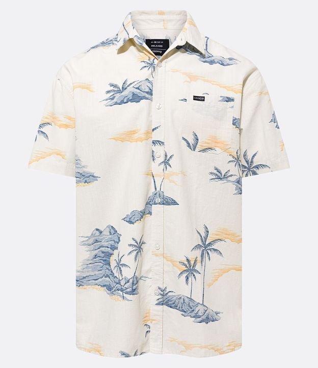 Camisa Relaxed com Estampa Tropical Ilhas Miragem e Bolso Frontal - 2