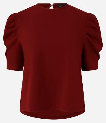 Blusa em Crepe com Manga Bufante e Fechamento nas Costas