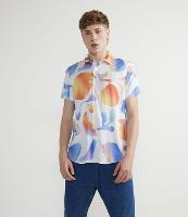 Camisa Manga Curta em Viscose com Estampa Modernista Gradiente - 1