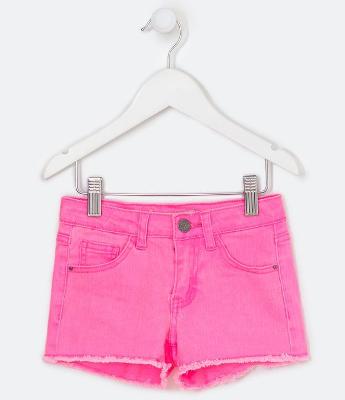 Short Infantil em Sarja com Barra Desfiada - Tam 5 a 14 anos