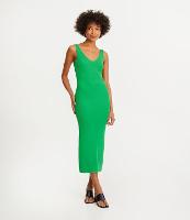 Vestido Midi em Tricô Texturizado com Decote V - 1