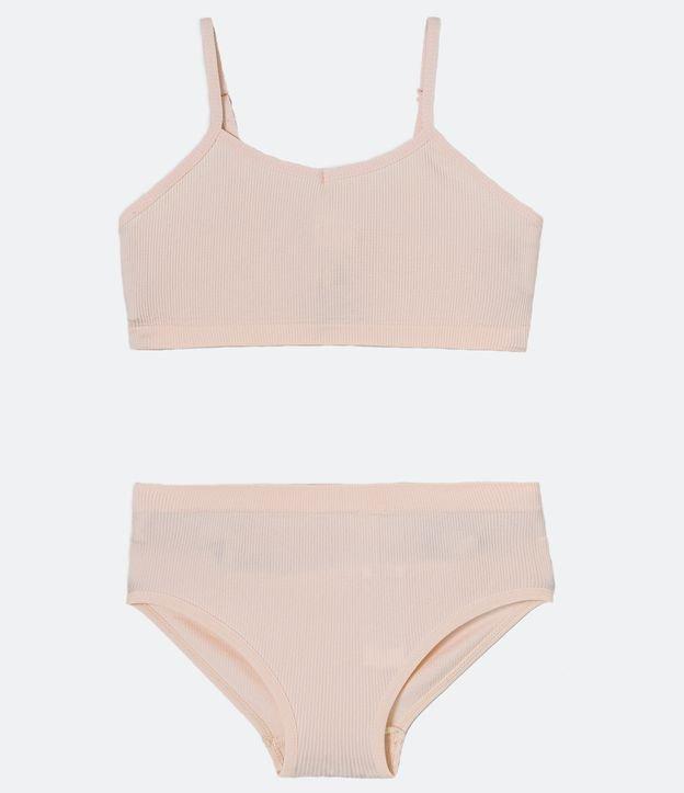 Conjunto Sutiã e Calcinha Infantil Canelado e Sem Costura - Tam 8 a 14 Anos - 1