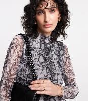 Vestido Longo em Tule com Gola Alta e Estampa Animal Print de Cobra - 3