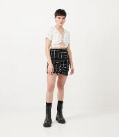 Saia Curta em Jacquard com Estampa Xadrez Grid - 1
