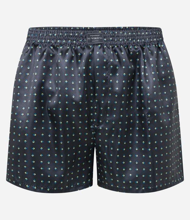 Cueca Samba Canção em Cetim com Estampa Geométrica - 1