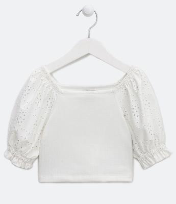 Blusa Infantil em Laise com Manga Bufante - Tam 5 a 14 anos