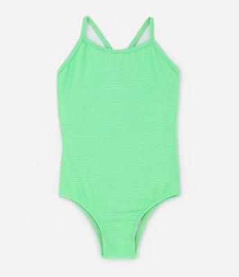 Maiô Infantil Texturizado com Alças Cruzadas - Tam 5 a 14 anos