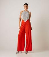 Calça Pantalona em Crepe com Friso Frontal - 1