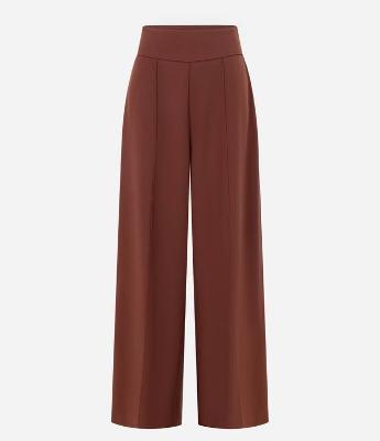 Calça Pantalona em Crepe com Friso Frontal