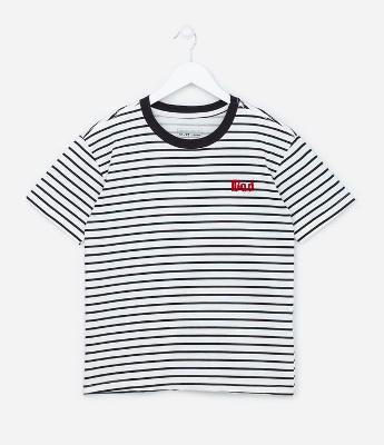 Camiseta Manga Curta Infantil com Estampa Listrada - Tam 5 a 14 anos