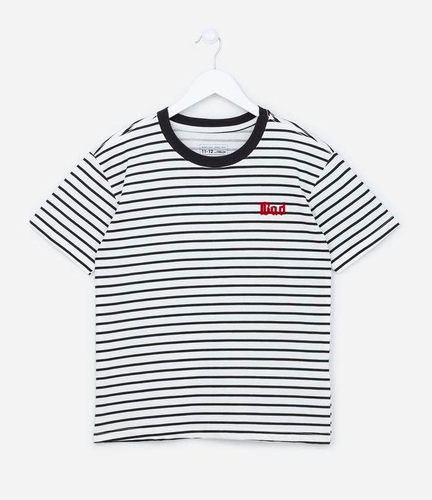 Camiseta Manga Curta Infantil com Estampa Listrada - Tam 5 a 14 anos - 1