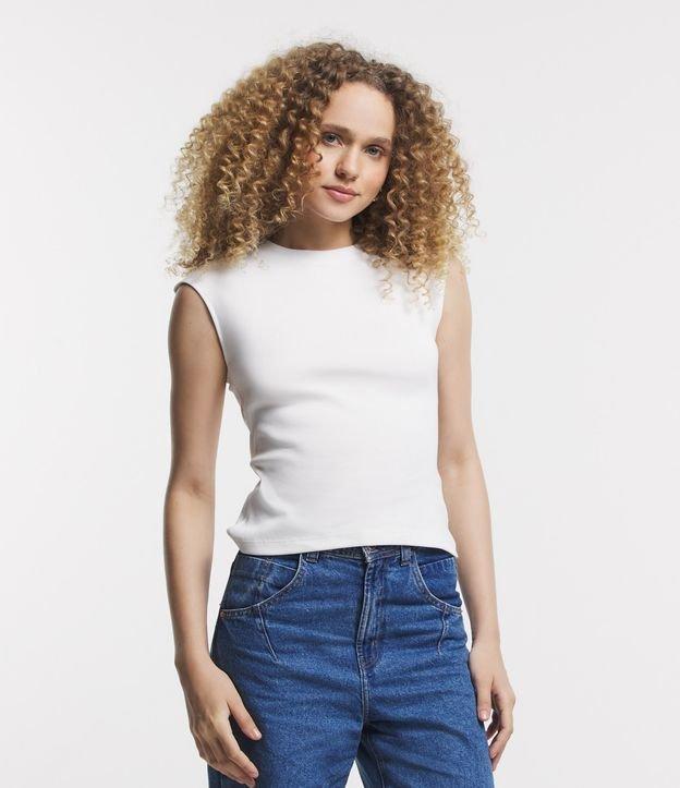 Blusa sem Manga em Ribana com Ombro Deslocado - 1