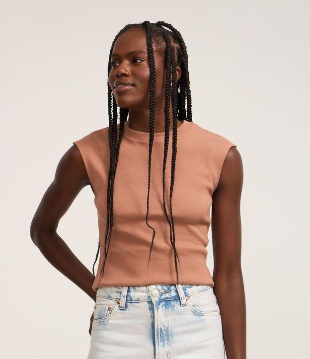 Blusa sem Manga em Ribana com Ombro Deslocado - 2