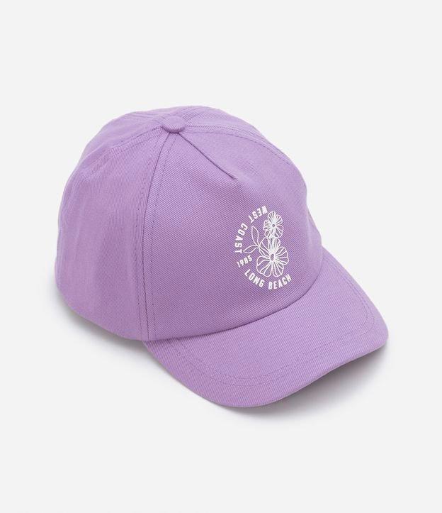 Boné Infantil Aba Curva com Estampa de Flores e Lettering - 1