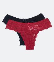 Kit 02 Calcinhas Biquíni em Renda Floral com Lacinho - 1