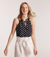 Blusa Sem Manga com Gola Halter e Estampa Geométrica - 1