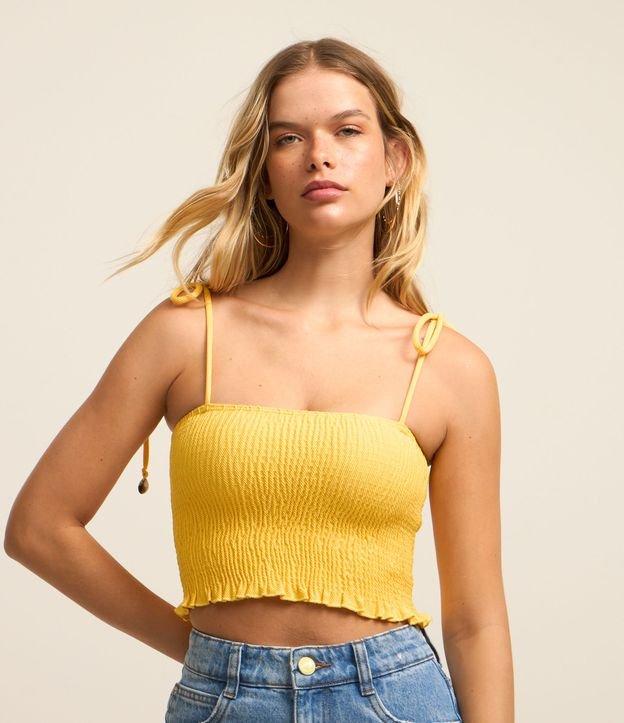 Blusa Regata Cropped em Viscose com Lastex - 3