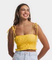 Blusa Regata Cropped em Viscose com Lastex - 1