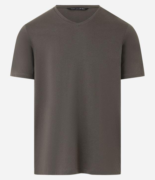 Camiseta Slim em Algodão Peruano com Gola V - 2