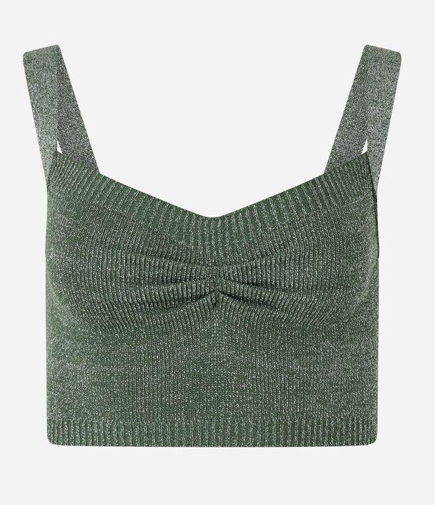 Blusa Cropped em Tricô com Fio Metalizado e Franzido no Busto - 2