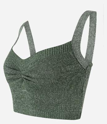 Blusa Cropped em Tricô com Fio Metalizado e Franzido no Busto