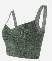 Blusa Cropped em Tricô com Fio Metalizado e Franzido no Busto - 1