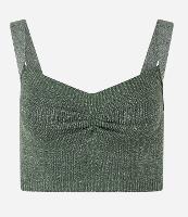 Blusa Cropped em Tricô com Fio Metalizado e Franzido no Busto - 2