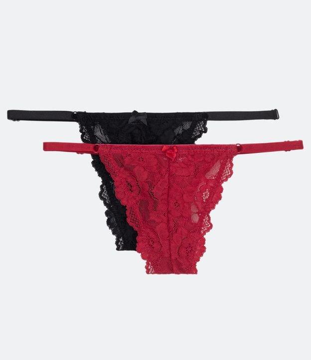 Kit 02 Calcinhas String Fio Duplo em Renda Floral - 1