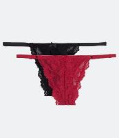 Kit 02 Calcinhas String Fio Duplo em Renda Floral - 1