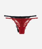 Kit 02 Calcinhas String Fio Duplo em Renda Floral - 2