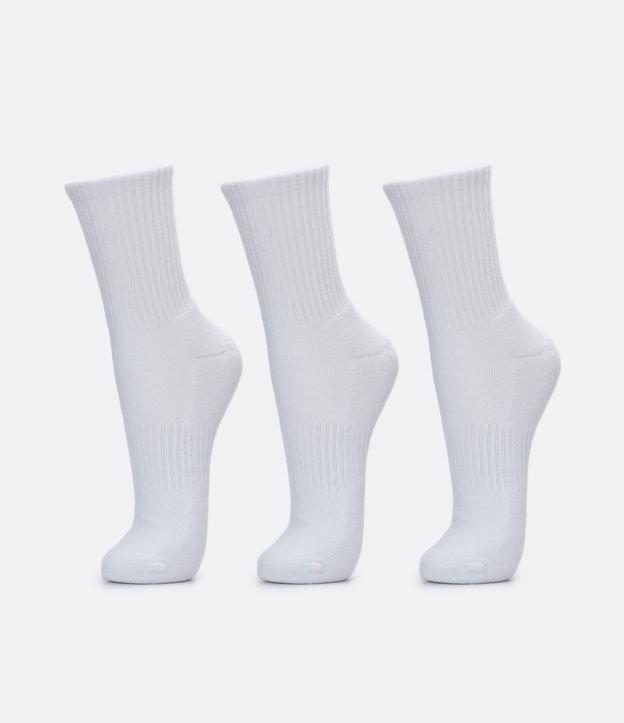 Kit 03 Meias Cano Médio Esportivas com Sola Atoalhada - 1