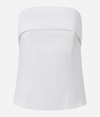 Blusa Tomara que Caia em Crepe com Decote Virado