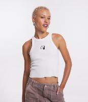 Blusa Regata Cropped em Ribana com Bordado Snoopy - 1