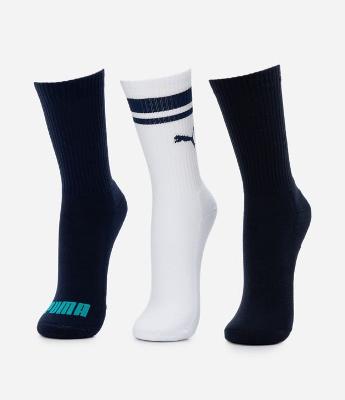 Kit 03 Meias Cano Alto Esportiva em Algodão Puma