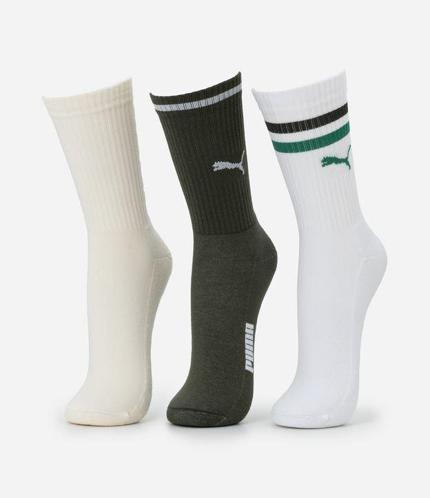 Kit 03 Meias Cano Alto Esportiva em Algodão Puma - 1