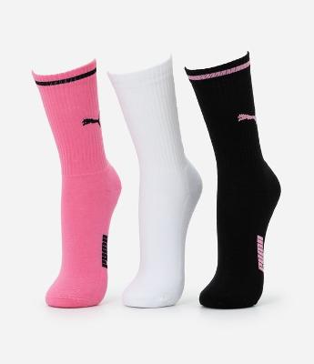 Kit 03 Meias Cano Alto Esportiva em Algodão Puma