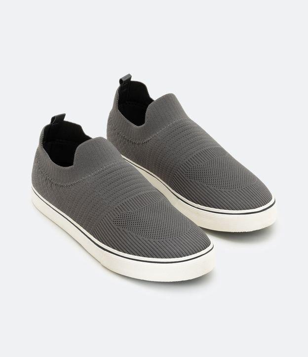 Tênis Knit Vulcanizado Cano Baixo com Textura - 1
