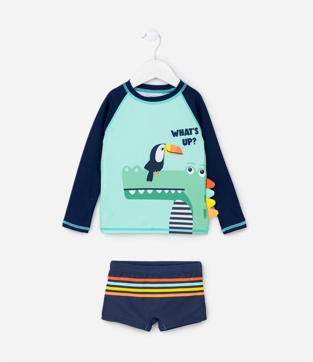 Conjunto de Praia Infantil com Proteção UV e Estampa Animais - Tam 1 a 4 anos - 2