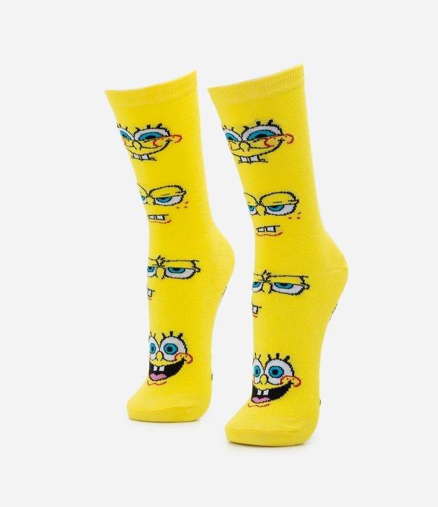 Meia Cano Longo em Algodão Estampa Expressões Bob Esponja - 1